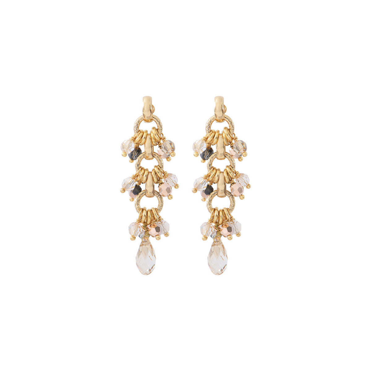 Boucles d'oreilles percées perles cristal - doré Dore