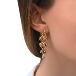 Boucles d'oreilles percées perles cristal - doré Dore