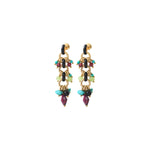 Boucles d'oreilles percées audacieuses grenat onyx et turquoise - rouge Rouge turquoise