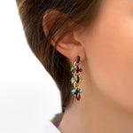 Boucles d'oreilles percées audacieuses grenat onyx et turquoise - rouge Rouge turquoise