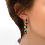 Boucles d'oreilles percées audacieuses grenat onyx et turquoise - rouge Rouge turquoise