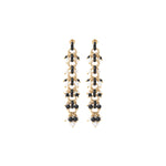 Boucles d'oreilles pendantes perles de rivière et onyx - noir Noir blanc