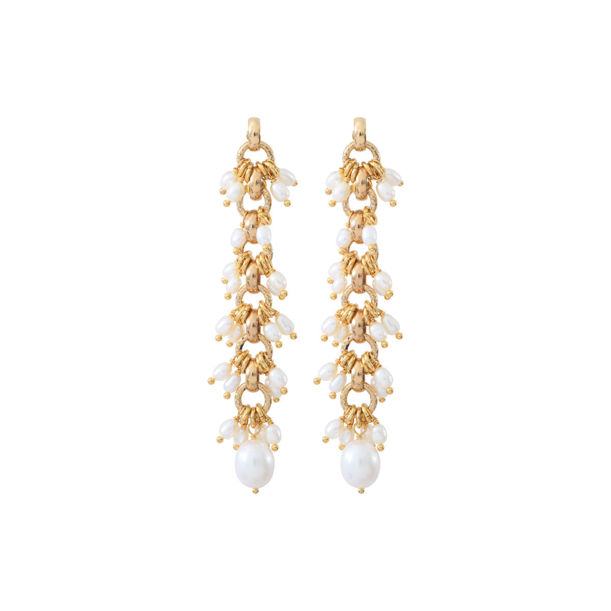 Boucles d'oreilles percées romantiques perles de rivière - blanc Perles