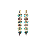 Boucles d'oreilles percées colorées turquoise onyx et grenat - bleu Rouge turquoise