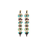 Boucles d'oreilles percées colorées turquoise onyx et grenat - bleu Rouge turquoise