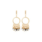 Boucles d'oreilles dormeuses graphiques perles de rivière et onyx - noir Noir blanc