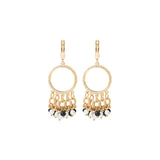 Boucles d'oreilles dormeuses graphiques perles de rivière et onyx - noir Noir blanc