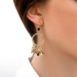 Boucles d'oreilles dormeuses graphiques perles de rivière et onyx - noir Noir blanc