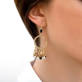 Boucles d'oreilles dormeuses graphiques perles de rivière et onyx - noir Noir blanc