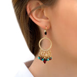 Boucles d'oreilles dormeuses arty grenat et turquoise - rouge Rouge turquoise