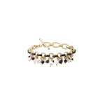 Bracelet souple perles de rivière et onyx - noir Noir blanc
