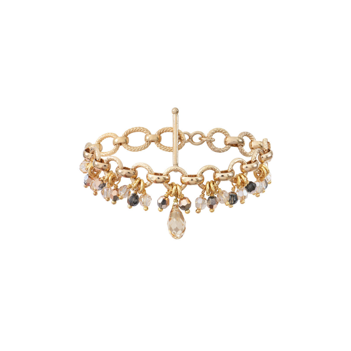 Bracelet souple sophistiqué perles cristal - doré Dore