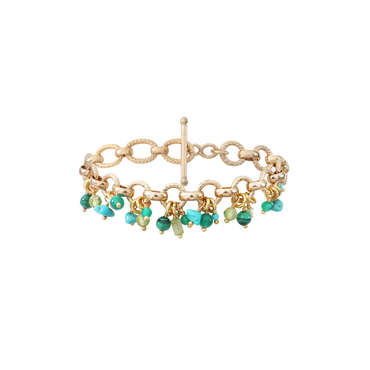 Bracelet souple turquoise agate et malachite - vert Turquoise vert