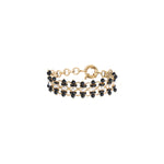 Bracelet souple graphique perles nacrées et onyx - noir Noir blanc