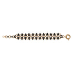 Bracelet souple graphique perles nacrées et onyx - noir Noir blanc