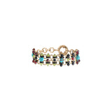 Bracelet souple audacieux turquoise grenat et onyx - bleu Rouge turquoise