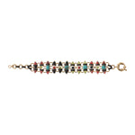 Bracelet souple audacieux turquoise grenat et onyx - bleu Rouge turquoise