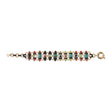 Bracelet souple audacieux turquoise grenat et onyx - bleu Rouge turquoise