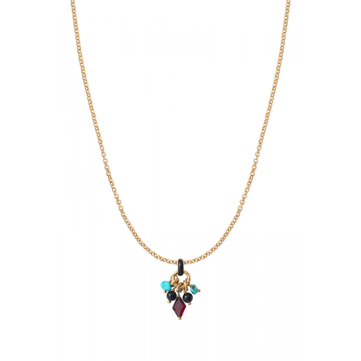 Pendentif moderne grenat onyx et turquoise - rouge Rouge turquoise