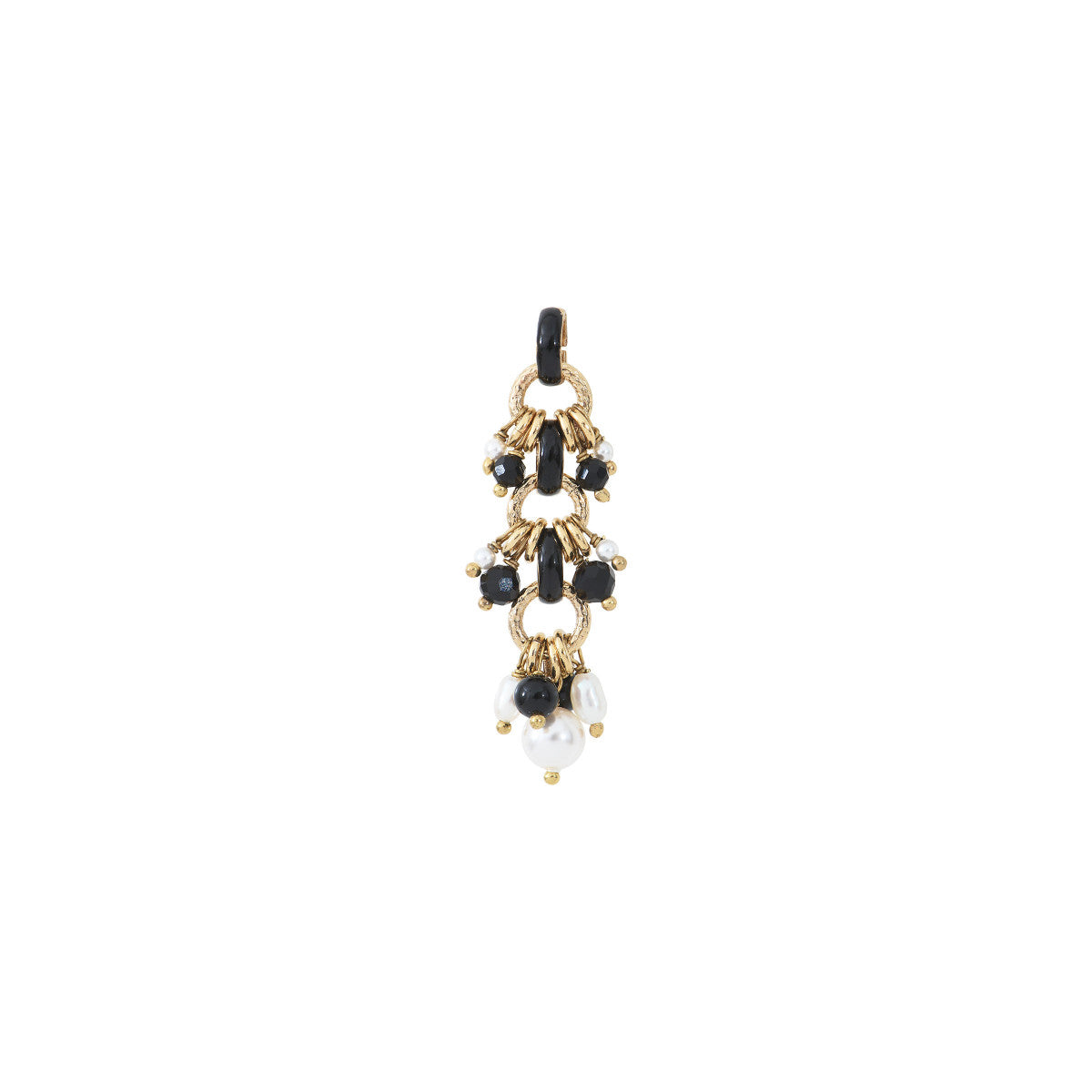 Pendentif perles de rivière et onyx - noir Noir blanc