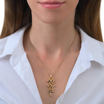 Pendentif sophistiqué perles cristal - doré Dore