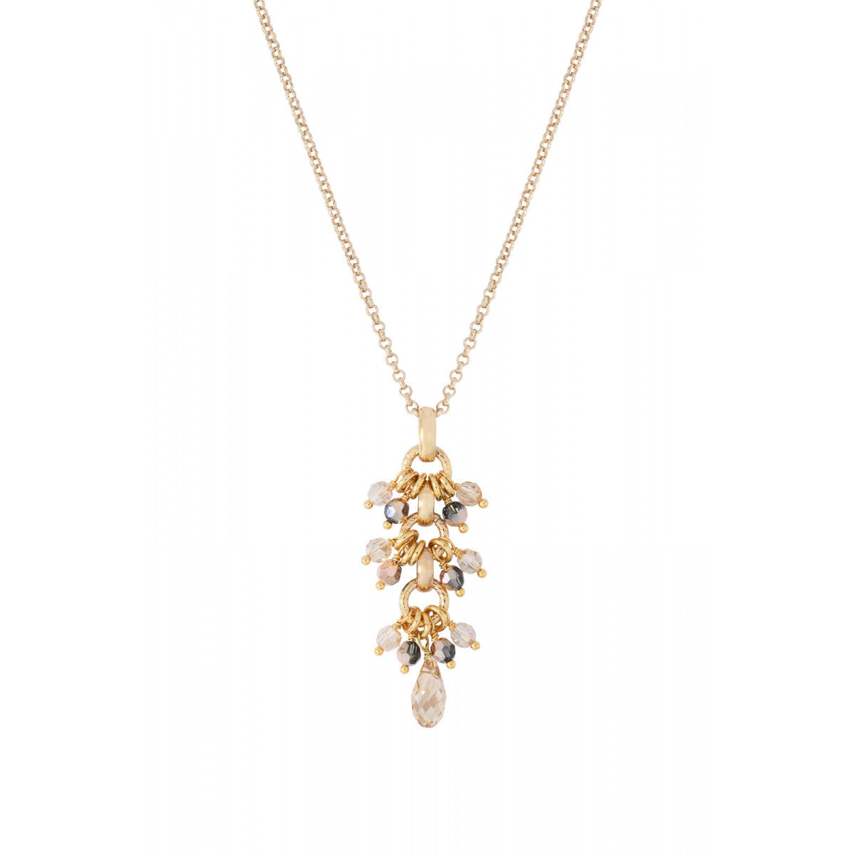 Pendentif sophistiqué perles cristal - doré Dore