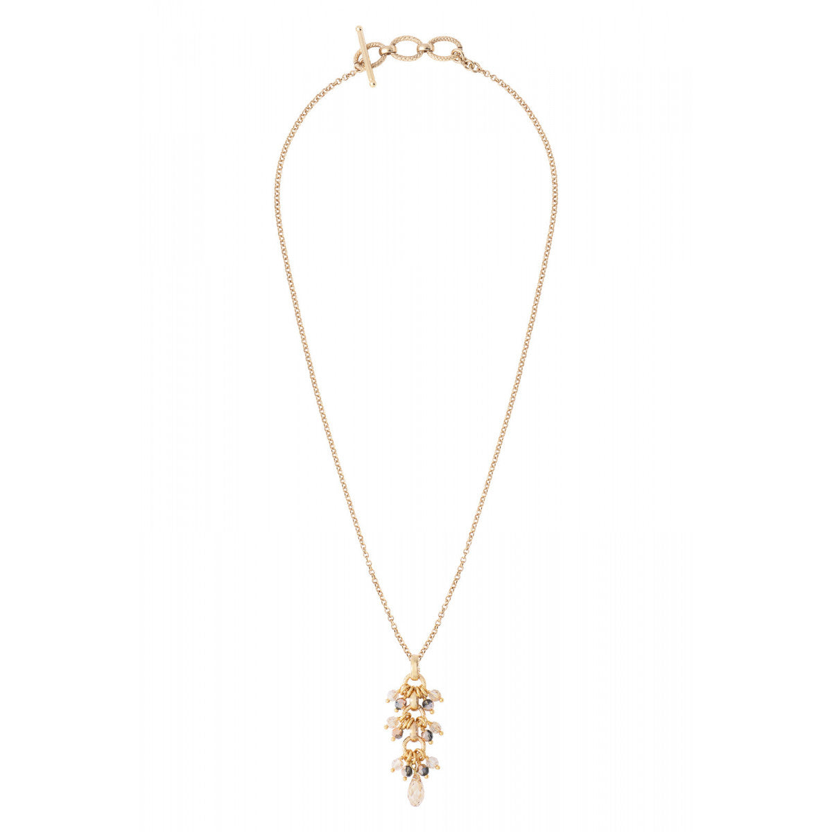 Pendentif sophistiqué perles cristal - doré Dore