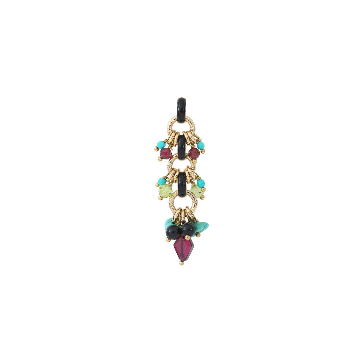Pendentif original turquoise grenat et onyx - rouge Rouge turquoise