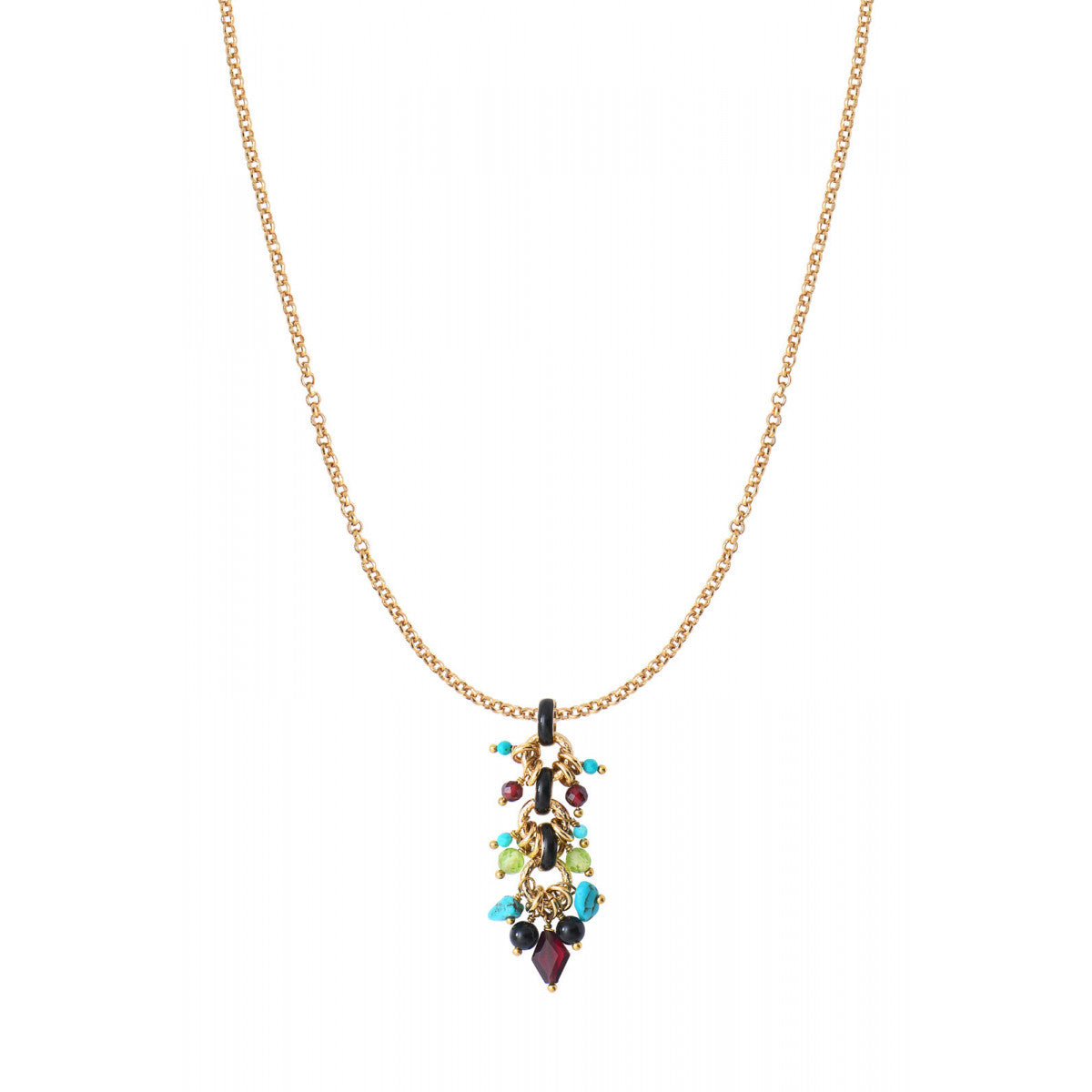 Pendentif original turquoise grenat et onyx - rouge Rouge turquoise