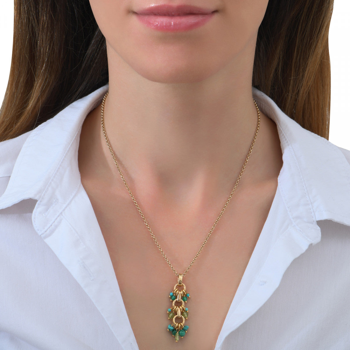 Pendentif fantaisie turquoise agate et malachite - vert Turquoise vert