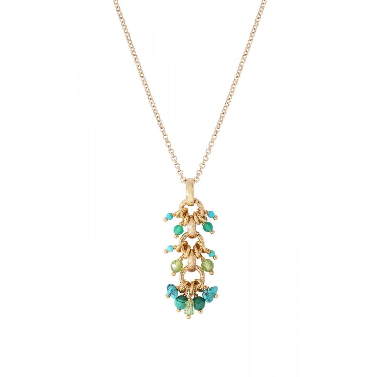 Pendentif fantaisie turquoise agate et malachite - vert Turquoise vert