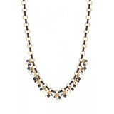 Collier chaîne breloques perles de rivière et onyx - noir Noir blanc