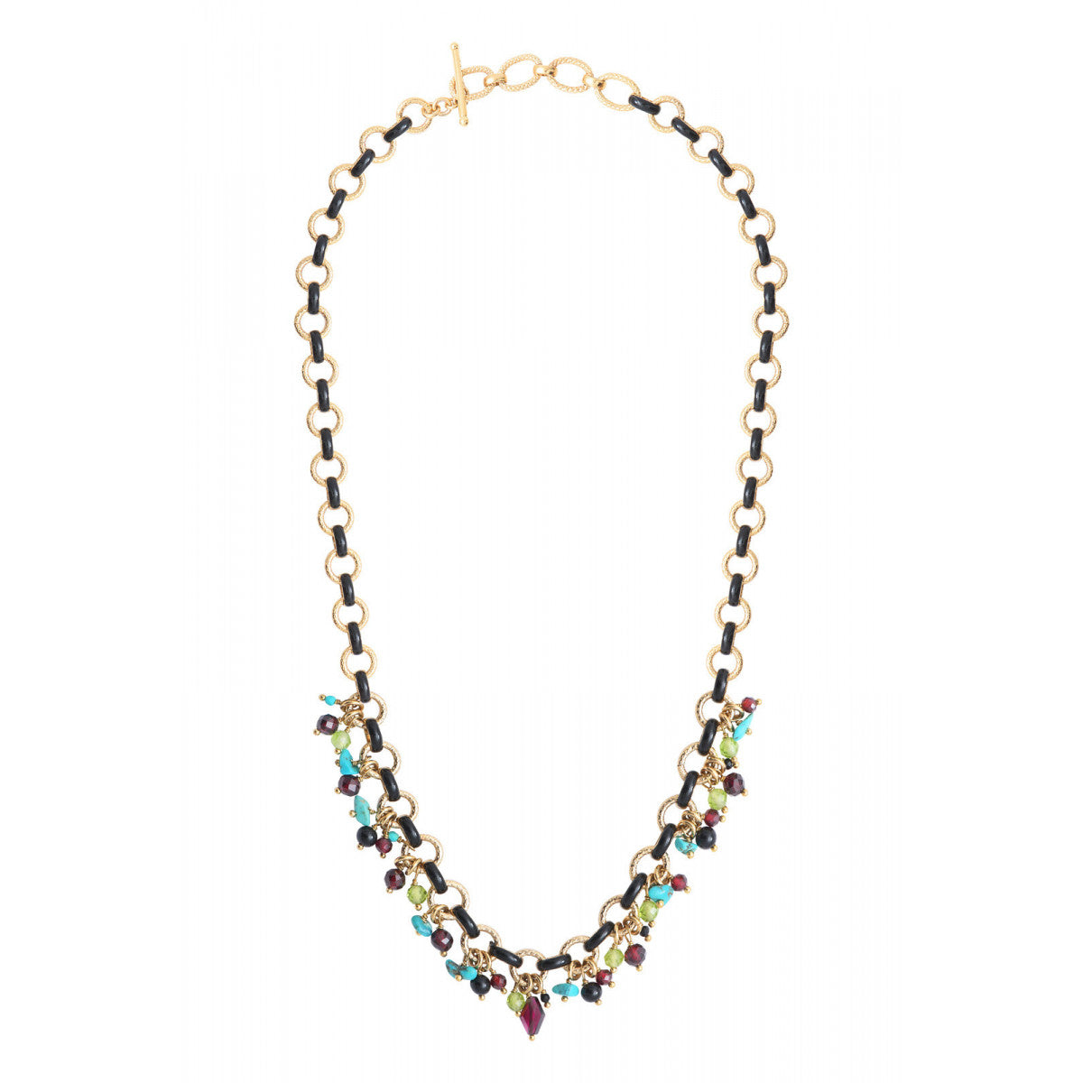 Collier chaîne grenat turquoise et péridot - rouge Rouge turquoise