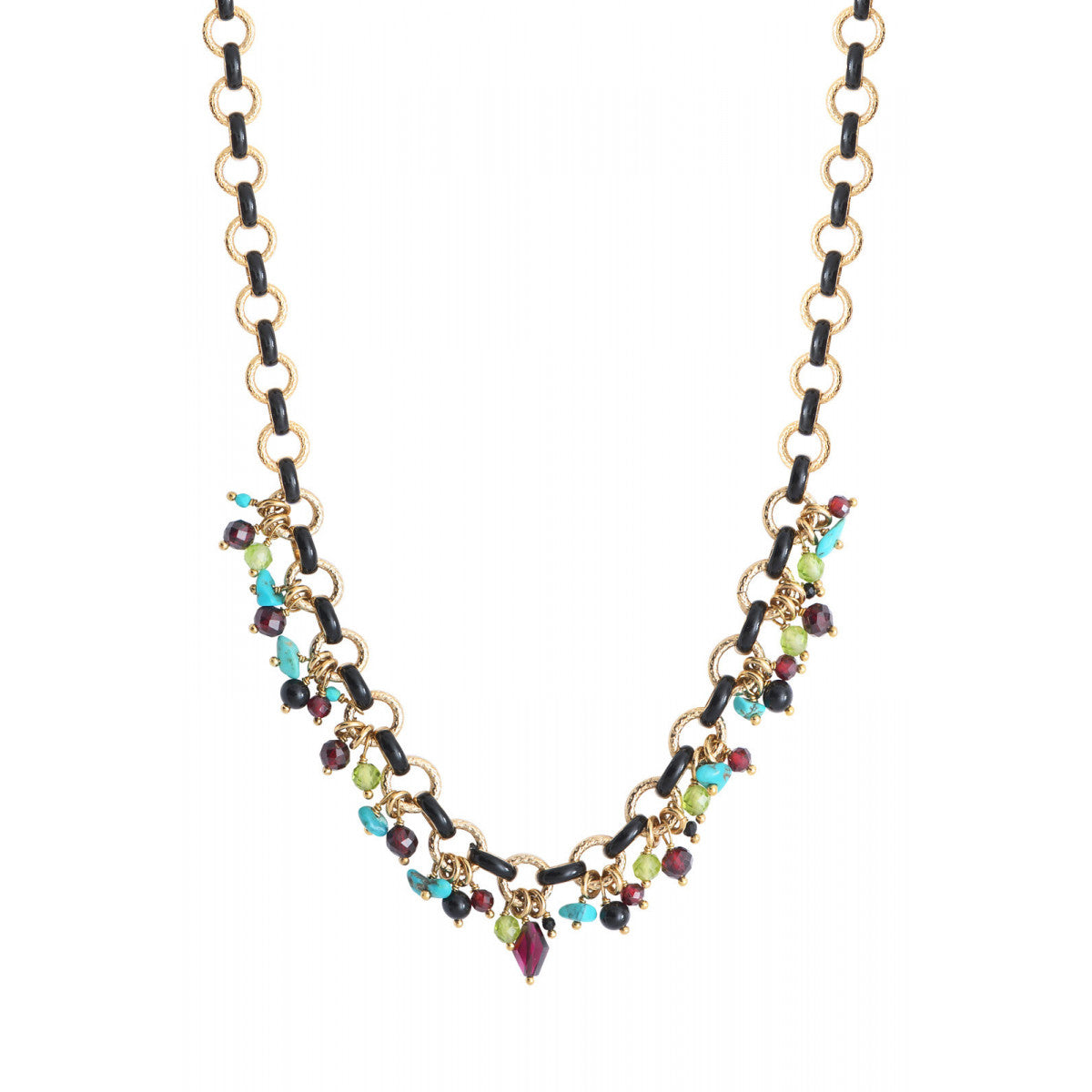Collier chaîne grenat turquoise et péridot - rouge Rouge turquoise