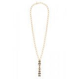 Sautoir chaîne précieux perles de rivière et onyx - noir Noir blanc