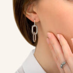 Boucles d'oreilles percées modernes métal - argenté Argent