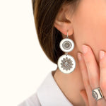 Boucles d'oreilles dormeuses tendance métal et cristaux Prestige - argenté Argent