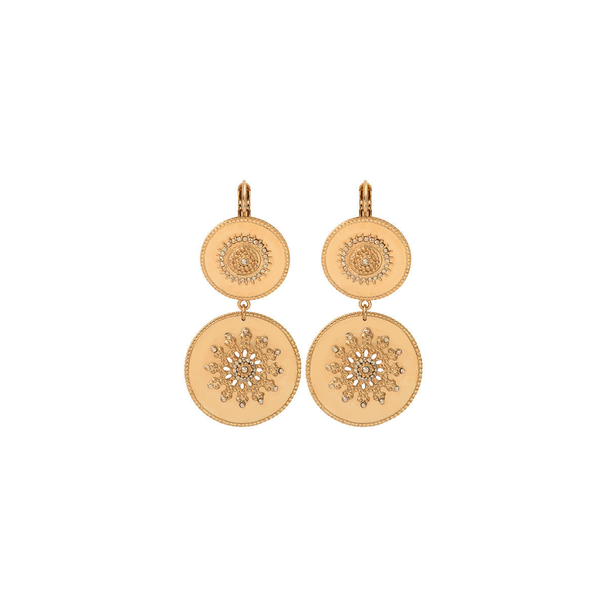 Boucles d'oreilles dormeuses métal et cristaux Prestige - doré Dore