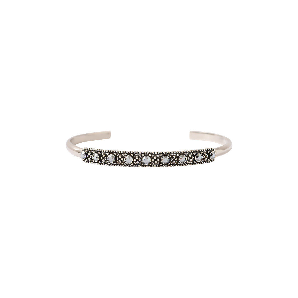 Bracelet jonc fin ethnique métal et cristaux Prestige - argenté Argent