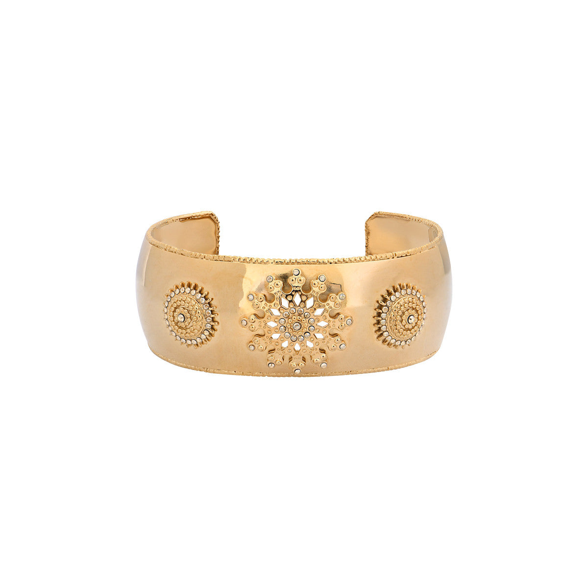 Bracelet manchette bohème métal et cristaux Prestige - doré Dore