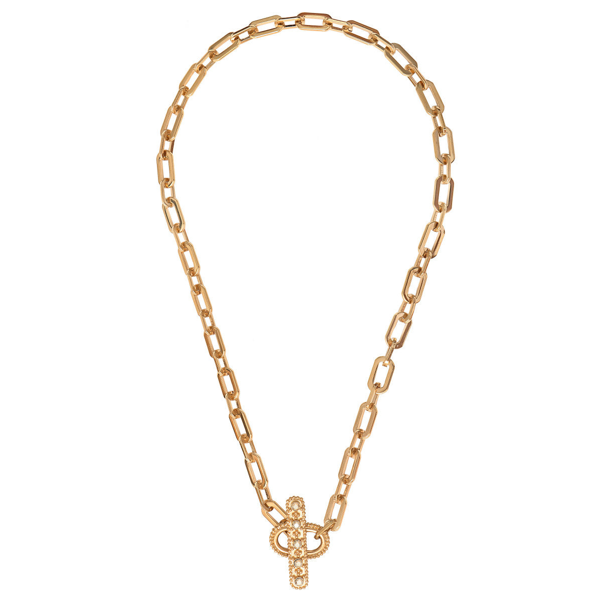 Collier chaîne métal et cristaux fermoir bijou - doré Dore