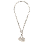 Collier chaîne médailles métal et cristaux Prestige FARAH- argenté Argent