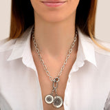 Collier chaîne médailles métal et cristaux Prestige FARAH- argenté Argent