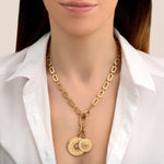 Collier chaîne médailles métal et cristaux Prestige - doré Dore