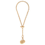 Collier chaîne long féminin médailles métal et cristaux Prestige - doré Dore