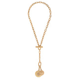Collier chaîne long féminin médailles métal et cristaux Prestige - doré Dore
