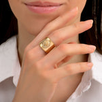 Bague ajustable raffinée métal et cristaux Prestige - doré Dore