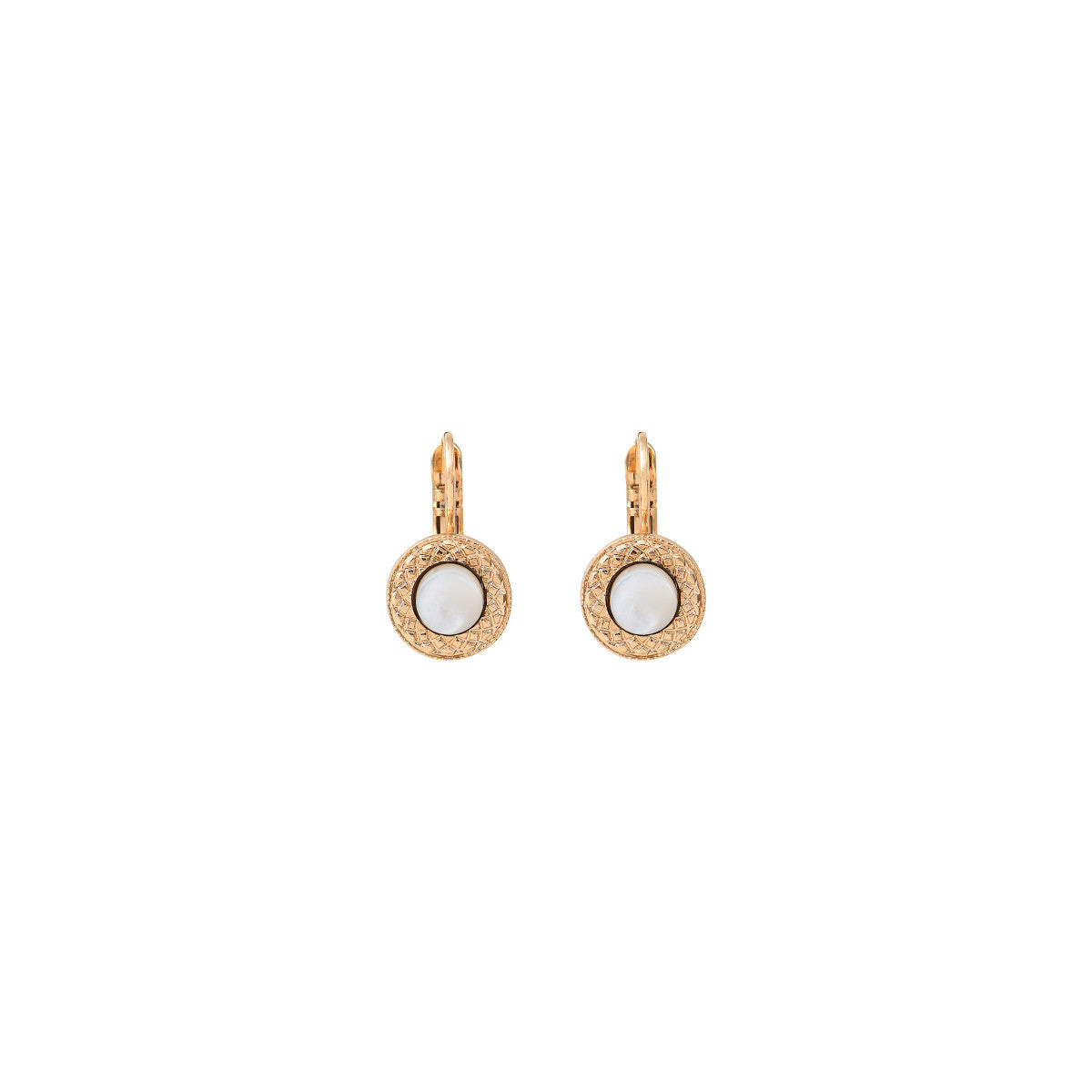 Boucles d'oreilles dormeuses nacre - blanc Nacre