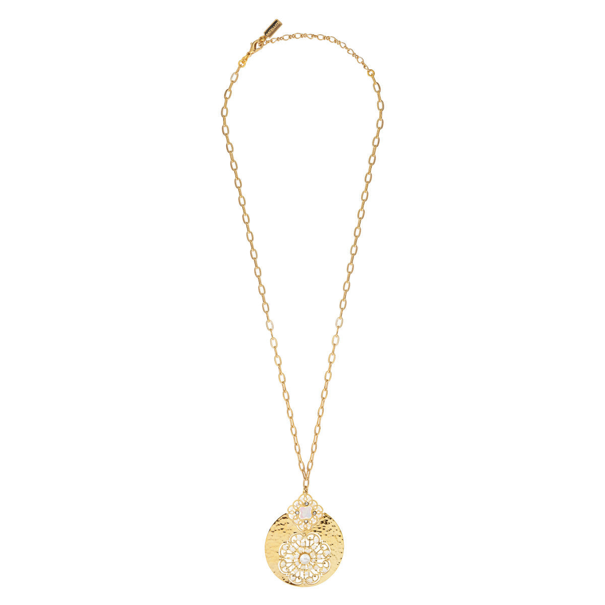 Collier sautoir nacre perles de rivière cristaux prestige - blanc Nacre