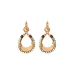 Boucles d'oreilles dormeuses ethniques grenat nacre - blanc Nacre